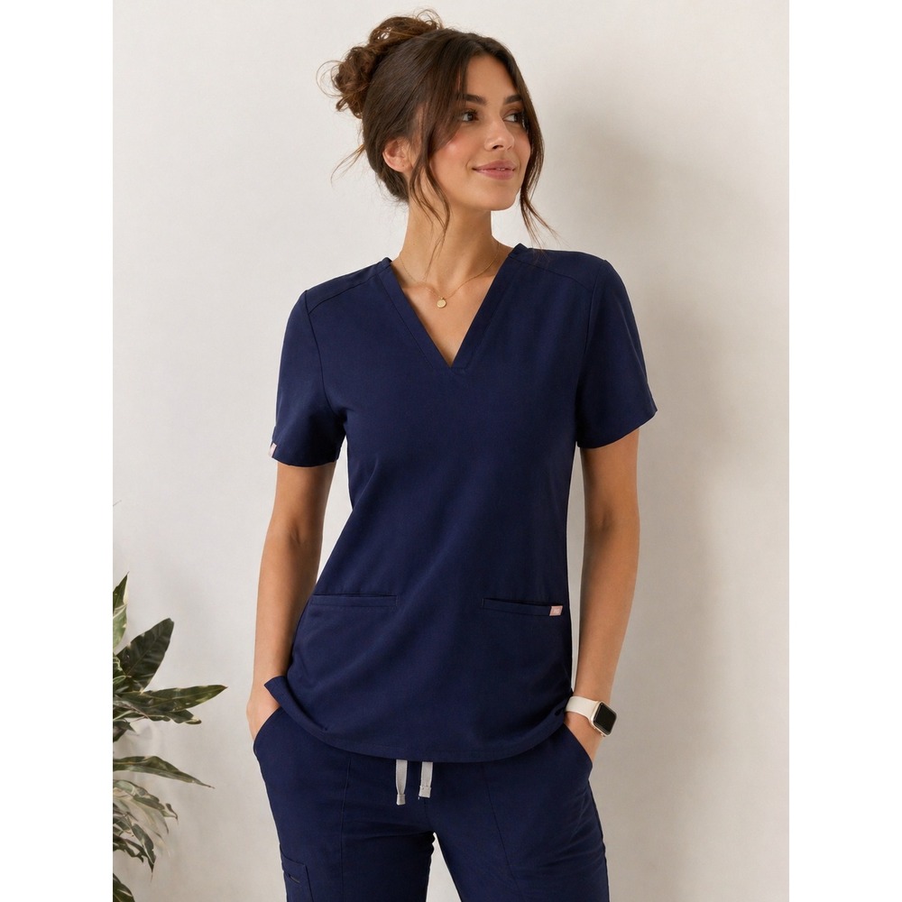 FIGS Casma V-Neck Scrub Top Womens XL Navy Blue Technical Collection FW1100